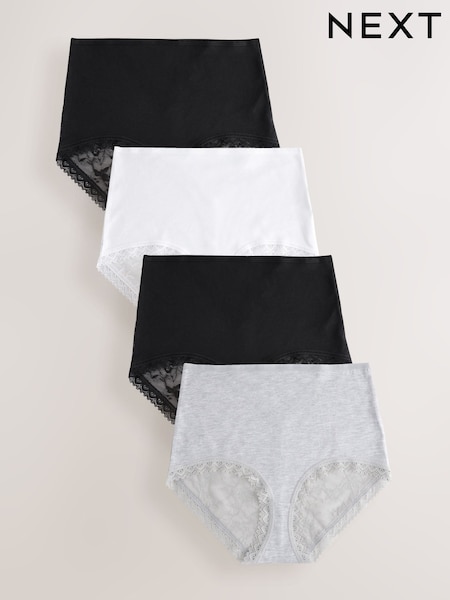 Black / White / Grey Marl Full Brief Full Brief Modal Ultimate Comfort Lace Knickers 4 Pack (E64092) | $31