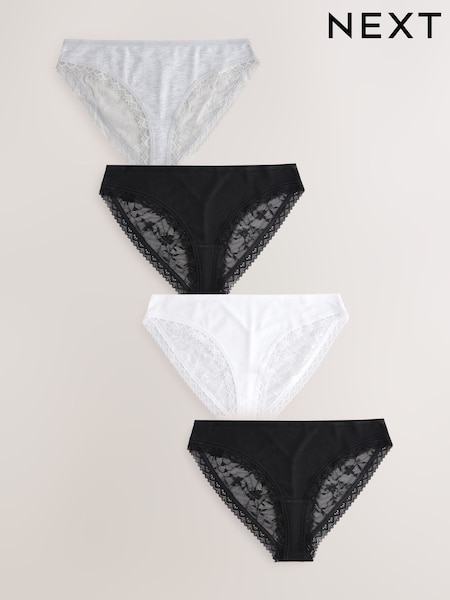 черный /белый//серый меланж - Full Brief Modal Ultimate Comfort Lace Knickers 4 Pack (E64093) | €19