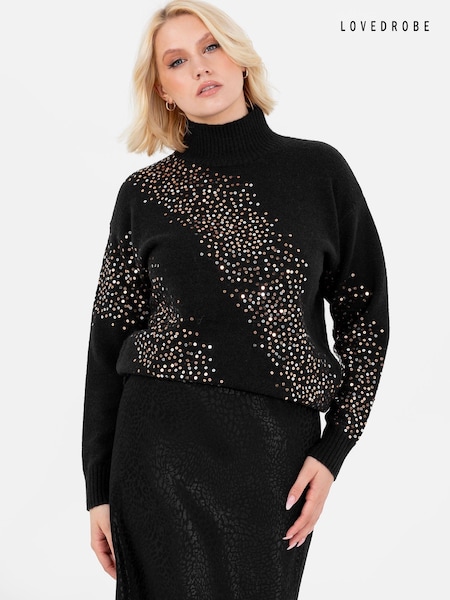 Lovedrobe Sequin Embellished Black Jumper (E64098) | 178 LEI