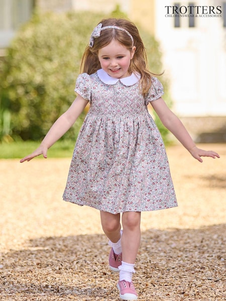Trotters London Arabella Floral Smocked Cotton Dress (E64132) | €49 - €53