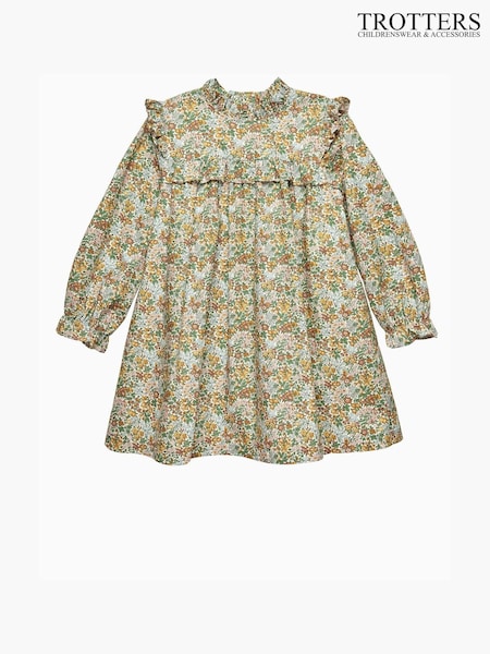 Trotters London Blue Liberty Print Pippa Floral Ruffle Dress (E64135) | 359 LEI - 384 LEI