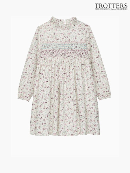 Trotters London Pink Edie Floral Frill Collar Dress (E64140) | 272 LEI - 293 LEI