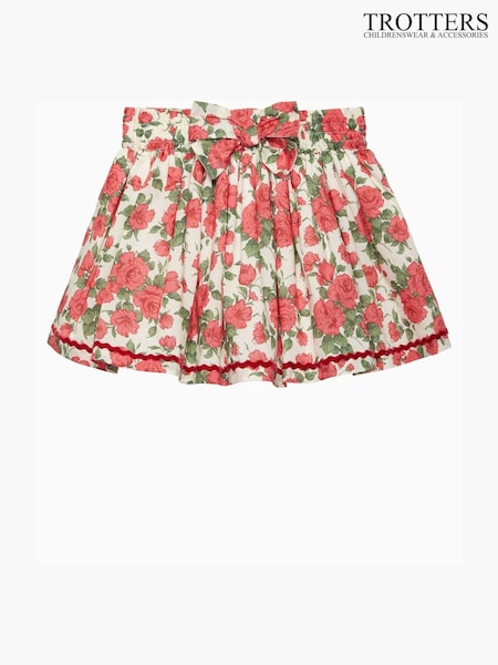 Trotters London Red Liberty Print 100% Cotton Carline Rose Skirt (E64179) | €89 - €94