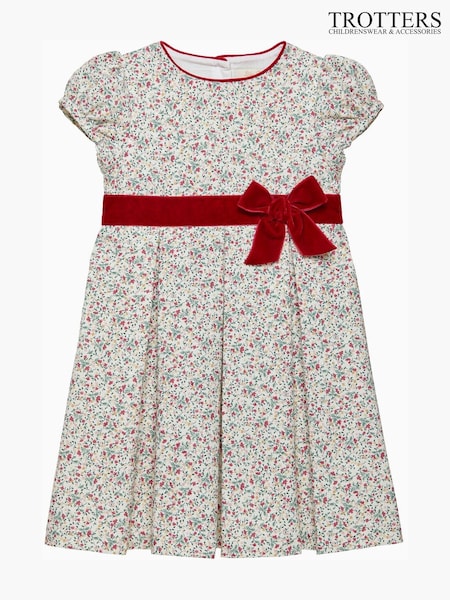 Trotters London Gold Floral Ruby Party Dress (E64180) | ‏468 ر.س.‏ - ‏513 ر.س.‏