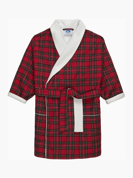 Trotters London Red 100% Cotton Cosy Tartan Robe (E64204) | 317 LEI - 350 LEI