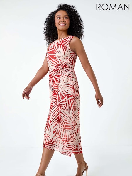 Roman Natural Leaf Midi Wrap Dress (E64214) | €80
