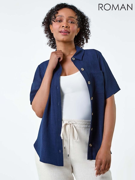 Roman Blue Button Up Pocket Shirt (E64228) | €40