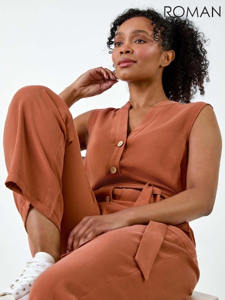 Roman Button Detail Pocket Jumpsuit (E64242) | 69 €