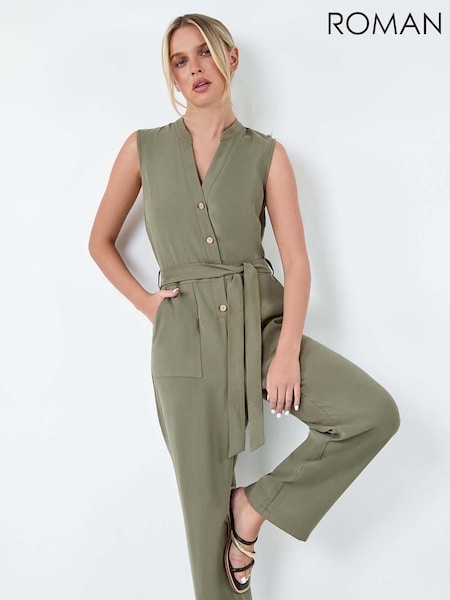 Roman Button Detail Pocket Jumpsuit (E64252) | 69 €