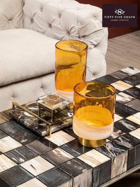 Fifty Five South Amber Cleo Glass Vase with Gold Finishing (E64259) | €99