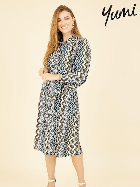 Yumi Blue Abstract Stripes Shirt Dress (E64271) | €34