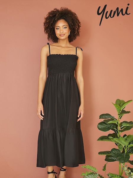 Negro - Yumi Ikat Print Midi Sun Dress (E64302) | 64 €