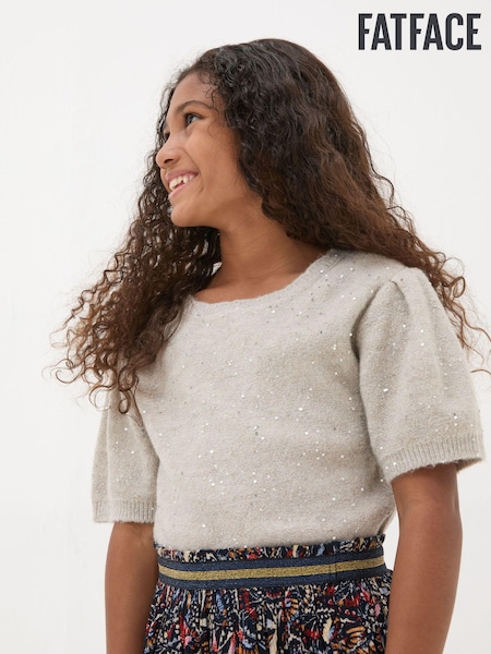Oatmeal Sequin Knitted Top (E64347) | €18