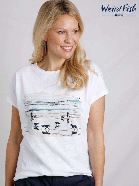 Weird Fish White Strolls Organic Graphic T-Shirt (E64678) | €21
