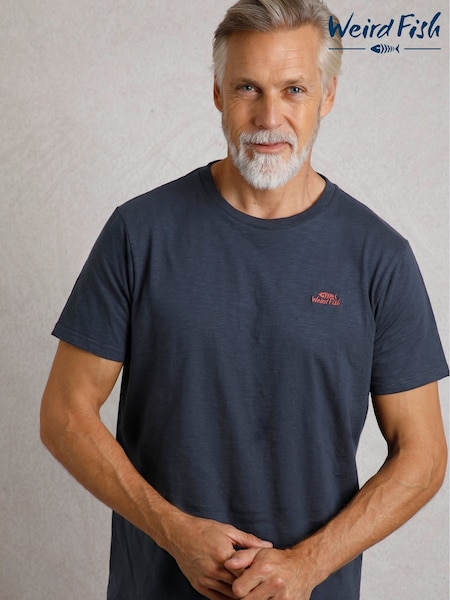 Weird Fish Navy Blue Fished Branded 100% Cotton T-Shirt (E64685) | AED128