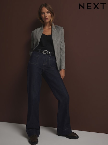 Rinse Patch Pocket Wide Leg Jeans (E64819) | AED66