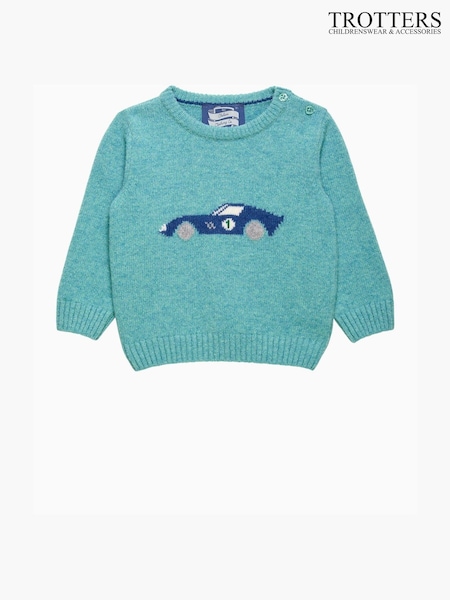 Trotters London Green Little Sea Sebastian Car Jumper (E64831) | 225 LEI