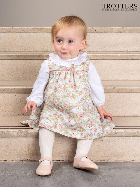 Trotters London Cream Little Sea Hollie Hedgehog Cotton Pinafore Dress (E64849) | € 50