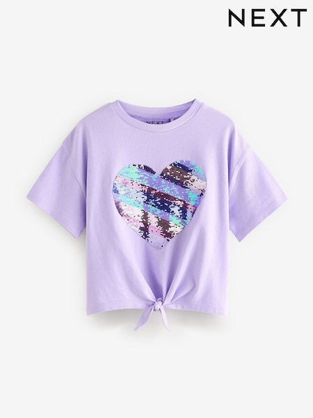 Purple - 100% Cotton Sequin Animal Heart Print T-Shirt (3-16yrs) (E64971) | 14 € - 21 €