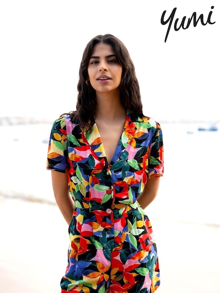 Yumi Tropical Leaf Print Playsuit (E65012) | 64 €