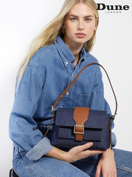 Dune London Blue Chrome Print Dara Pocket Front Shoulder Bag (E65145) | €106