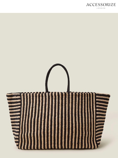Accessorize Black Oversized Stripe Tote Bag (E65188) | €42