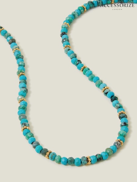 Accessorize Blue 14ct Gold Plated Beaded Necklace (E65203) | €13.50