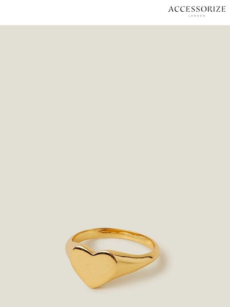 Accessorize Gold Plated 14ct Heart Signet Ring (E65221) | € 9
