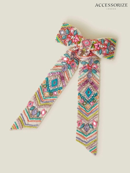 Accessorize Beaded Hair 100% Cotton Bow (E65227) | 104 LEI