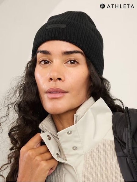 Svart - Athleta Cosy Hour Ribbed Beanie Hat (E65313) | kr840