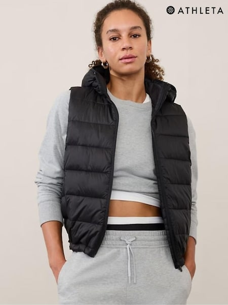 Athleta Black Aire Puffer Vest Gilet Jacket (E65319) | €179