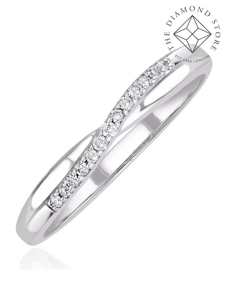 The Diamond Store Silver Tone Lab Diamond Half Eternity Wave Ring 0.05ct In 925 (E65338) | €152