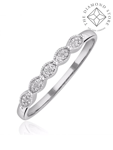 The Diamond Store White Half Eternity Ring 0.02CT Diamond 9K (E65339) | €224
