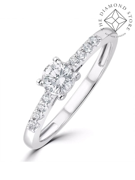 The Diamond Store Silver Tone Lab Diamond Side Stone Engagement Ring 0.25ct In 925 (E65341) | €275
