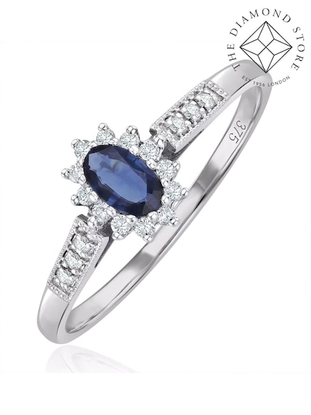 The Diamond Store Blue Sapphire Ring With Lab Diamonds In 925 (E65343) | €228