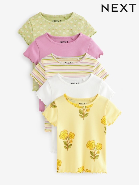 Peach Pink Ribbed T-Shirts 4 Pack (3mths-7yrs) (E65356) | $35 - $44