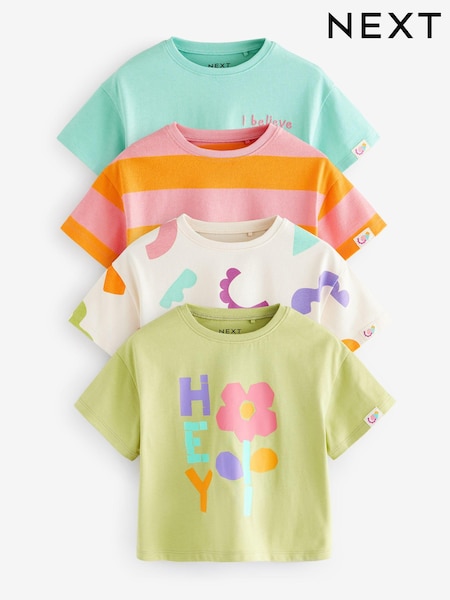 Turquoise Blue Short Sleeve 100% Cotton T-Shirts 4 Pack (3mths-7yrs) (E65357) | BGN 58 - BGN 71