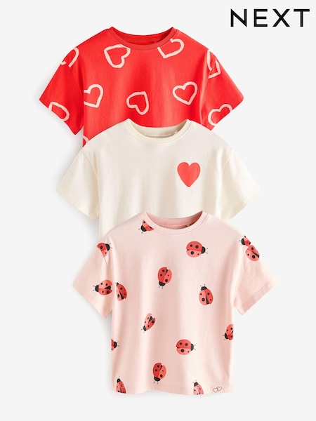 Rotes Herz/Marienkäfer - Short Sleeve T-Shirt 3 Pack (3mths-7yrs) (E65361) | 21 € - 27 €