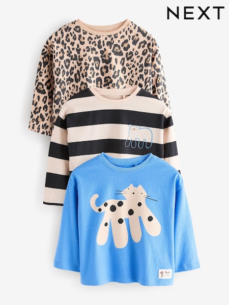 Animal Print Blue - Long Sleeve Top 3 Pack (3mths-7yrs) (E65365) | 21 € - 26 €