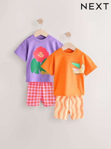 Orange Short Sleeve T-Shirt & Shorts 2 Pack Set (3mths-7yrs) (E65389) | €25 - €30