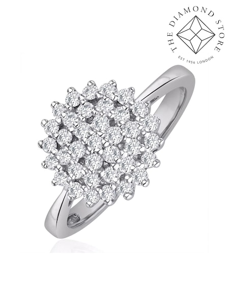 The Diamond Store Silver Tone Cluster Lab Diamond Ring 0.33ct H/Si Set (E65461) | €318