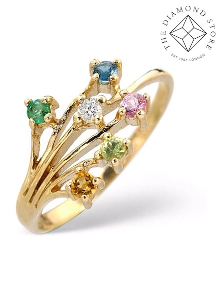 The Diamond Store Gold Tone Multi Gem Stone And Diamond 9K Ring (E65462) | €330