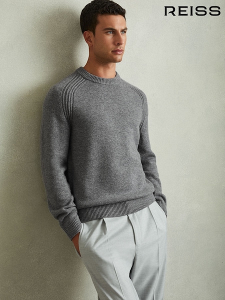 Reiss Mid Grey Melange Cloud Wool-Blend Raglan-Sleeve Jumper (E65575) | €111