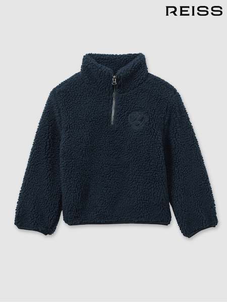 Reiss Navy Dalton Logo Embroidered Fleece Sweatshirt (E65579) | €35