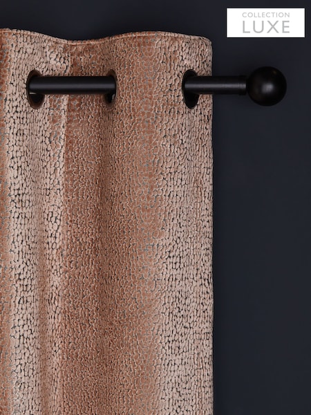 Blush Pink Collection Luxe Heavyweight Cut Velvet Eyelet Lined Curtains (E65930) | AED925 - AED1,851