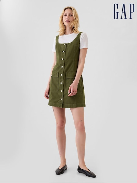Gap Green Utility Button Mini Dress (E66064) | €41