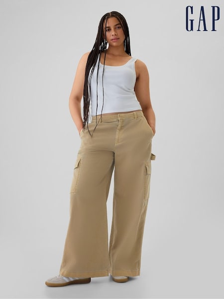 Gap Brown Mid Rise Cotton Baggy Cargo Trousers (E66068) | €34