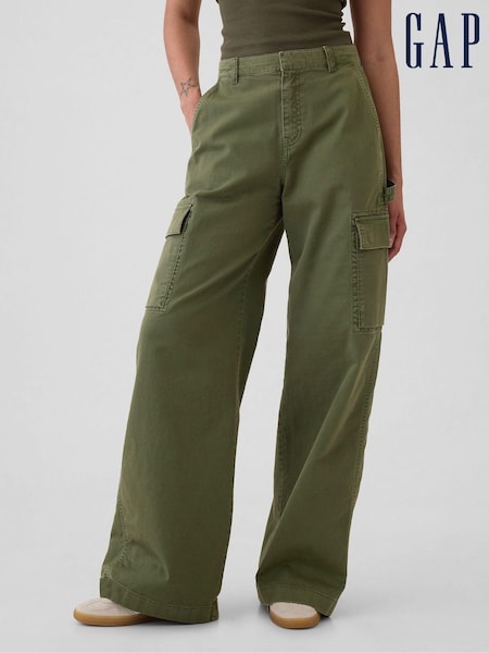 Gap Green Mid Rise Cotton Baggy Cargo Trousers (E66070) | €34