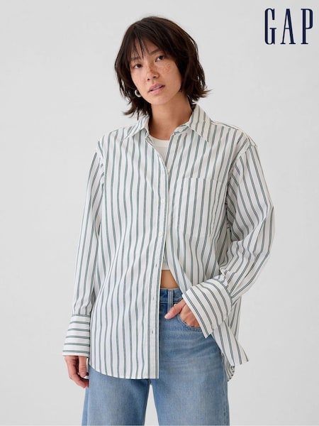 Gap Green Cotton Oversized Stripe Shirt (E66073) | €31