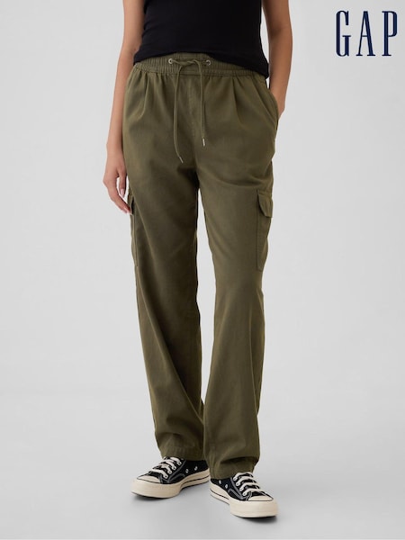 Gap Green Pull On Soft Twill Tapered Cargo Trousers (E66080) | €34